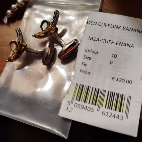 New Paul Smith Cufflinks Banana Authentic Gold Silver Tone No Box - Picture 4 of 11